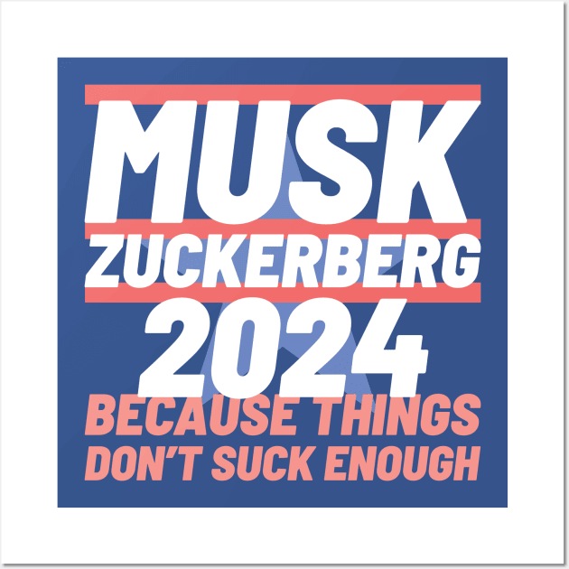 Musk Zuckerberg 2024 Presidential Election in the USA Wall Art by BuzzBenson